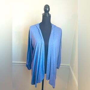 Cyrus Blue Open Front Hooded Lightweight Cardigan Sweater Size M